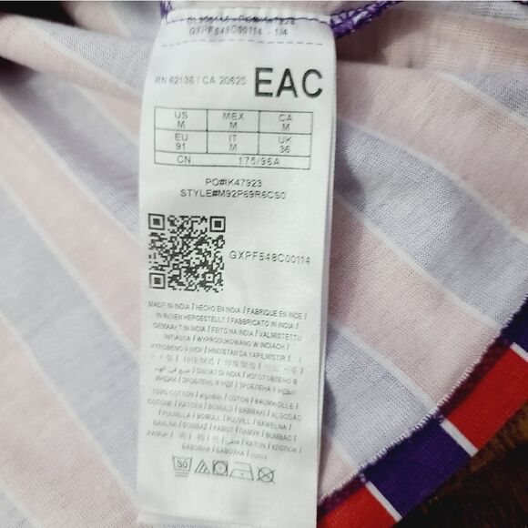 Y2K Guess Retro Red Purple Striped Classic Logo Long Sleeve T-shirt - Picture 5 of 16